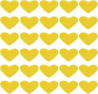 sourcing map 30 parches bordados con forma de corazón para planchar, parches de reparación en forma de corazón para ropa, chaquetas, sombreros, zapatos, decoración de bricolaje, color amarillo