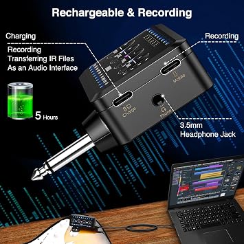 LEKATO Guitar Headphone Amp Multi-functional Guitar Amplifier Combo with 10 Presets,10 Amp Models,10 IR Loading,Tuner, Bluetooth, Multi Effects Delay Reverb Chorus Overdrive, USB Recording