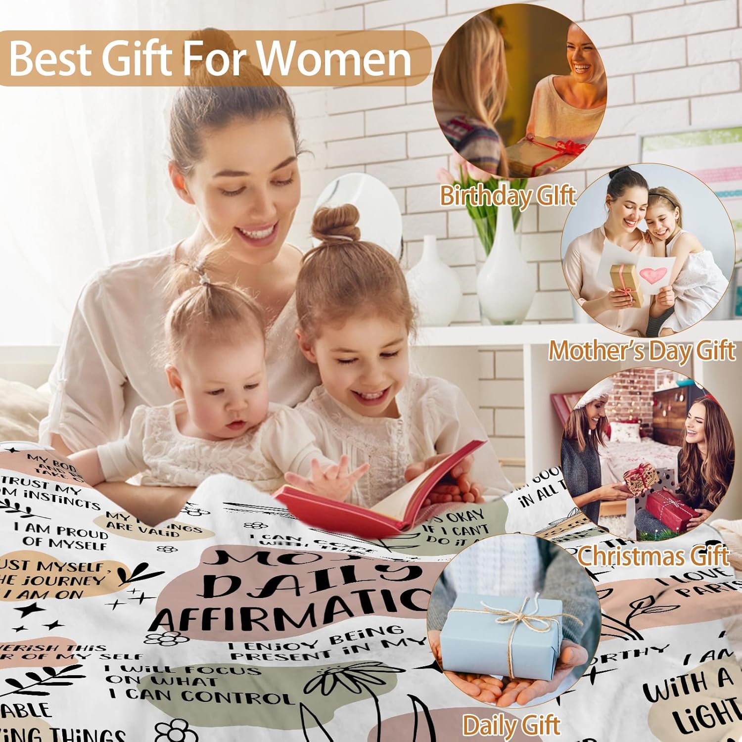 New Mom Blanket Gifts for Women 60”X50”, Daily Affirmations Mother Throw Blanket, New Mom Gifts for Mom, Wife, Sister, Friends Thanksgiving (New Mom Blanket) - Image 7