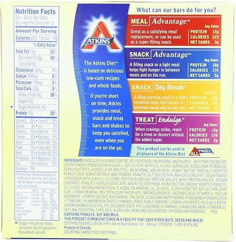 Miniatura 3 de Atkins Advantage Barras mantequilla de cacahuete de chocolate barras de 21 onzas 5 unidades paquete de 2 205426 1