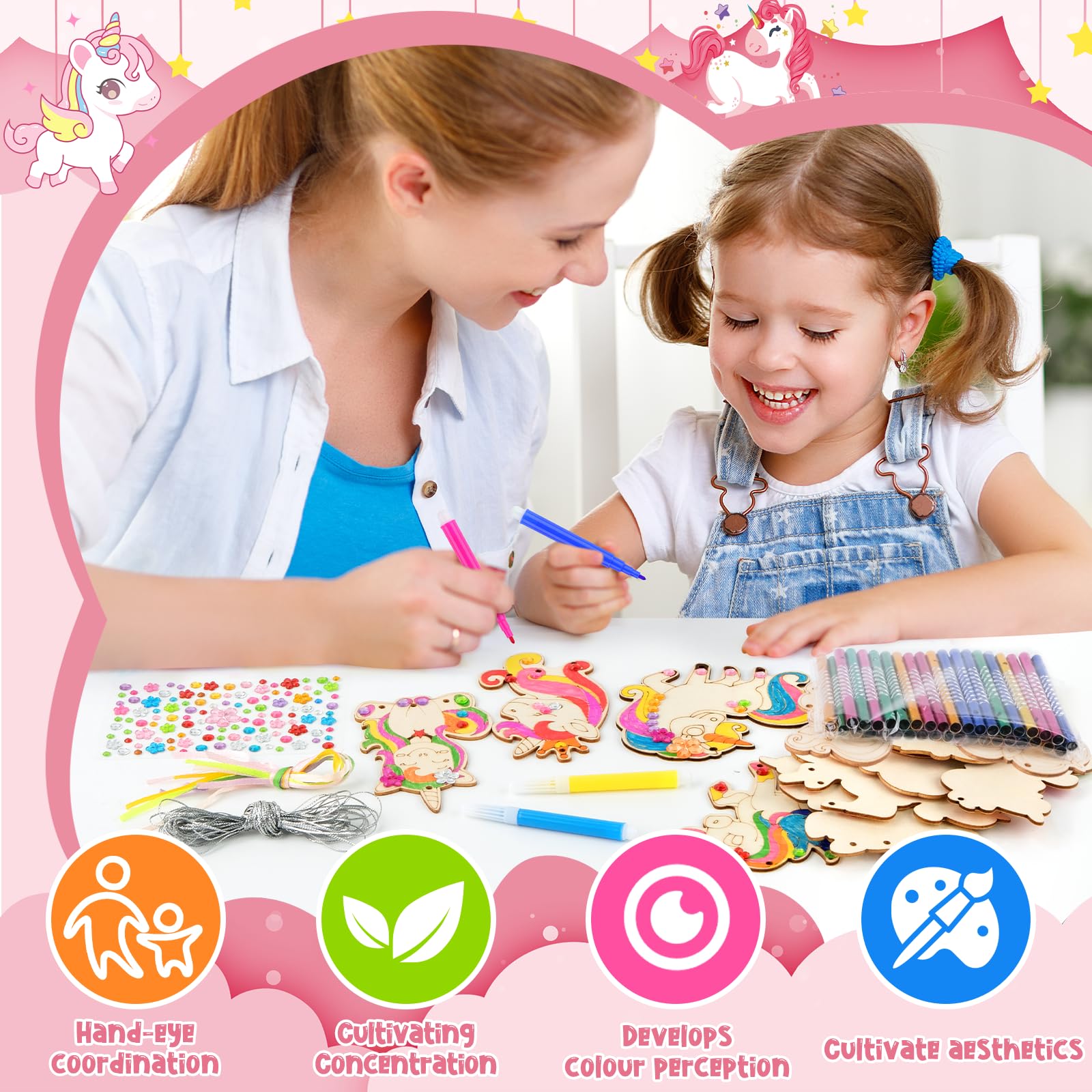 KAMIERFA – Kit DIY Licorne Carillon à Vent – 8 Modèles à Peindre, Loisir Créatif Enfant Dès 3 Ans