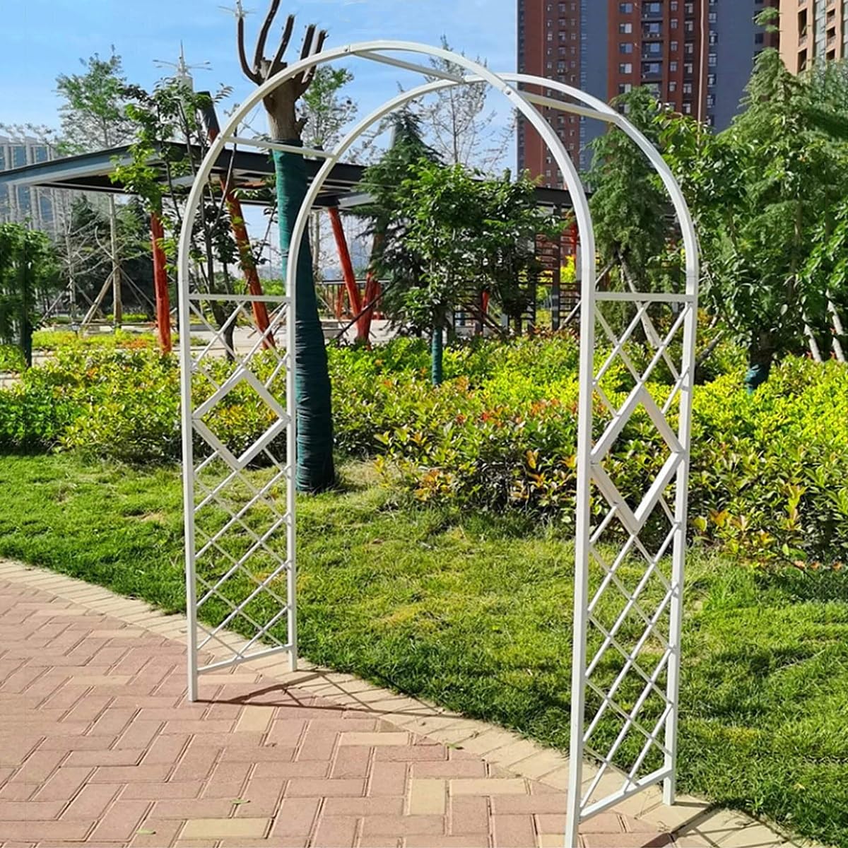 Arche de jardin en métal blanc multi-tailles pour rosiers et plantes grimpantes