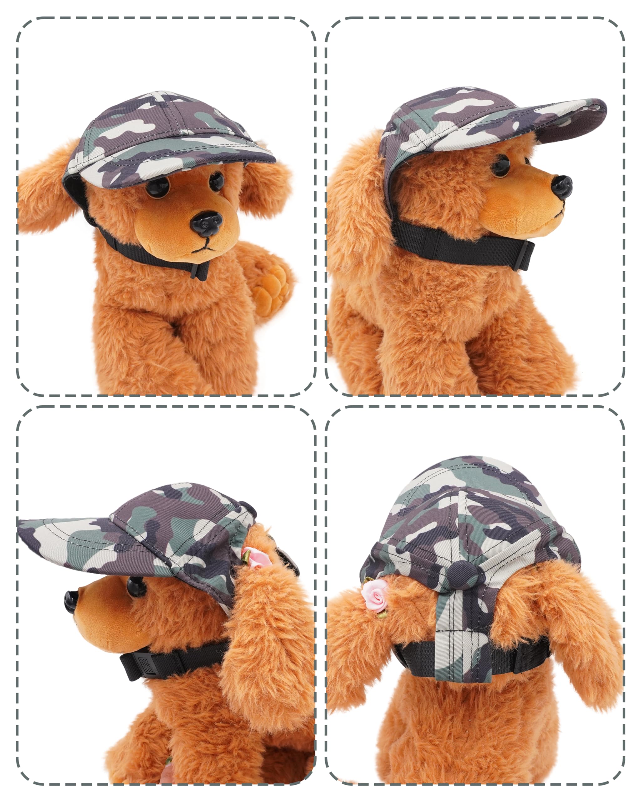 BIPY Dog Sun Hat Dog Baseball Cap with Ear Hole Puppy Sun Visor Cap with Adjustable Neck Strap for Dogs Outdoor Sport Walking Travelling Sun Protect Hat For doggy-Green&L - Image 4