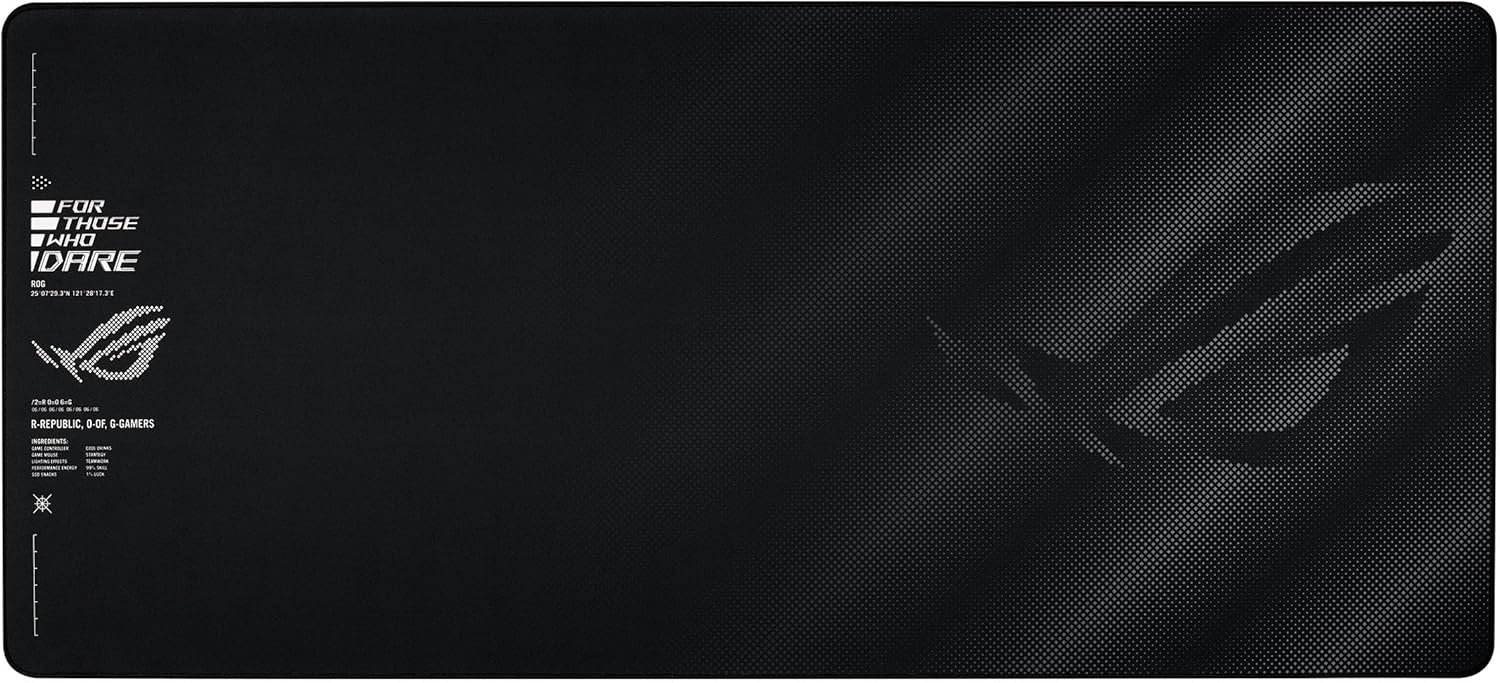 ROG Sheath II XXL Tappetino per Mouse da Gaming, Tessuto con Sistema di Raffreddamento, Bordi Resistenti con Cuciture più Sottili, Base in Gomma Antiscivolamento, 400 x 900 x 3mm, Nero - Mousepad