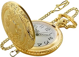 RealpooSwitchMe Classic Quartz Pocket Watch for Men,Roman Numeral Dial Non-Mechanical Movement Pocket Watch with Chain