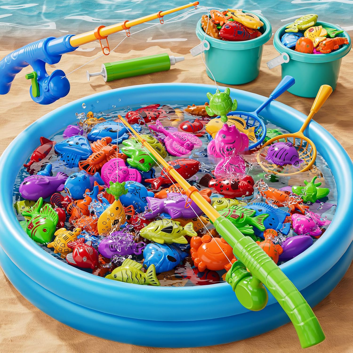 Magnet Fishing Game for Kids 3-5 4-8 - Fish Toys for Kids 3-5, Bathtub Floating Toy Fishing Pole, Water Table Pool with Rod Net, Bath Outdoor Gifts for Toddlers Baby Age 3 4 5 6 7 8 Year Old - Image 9