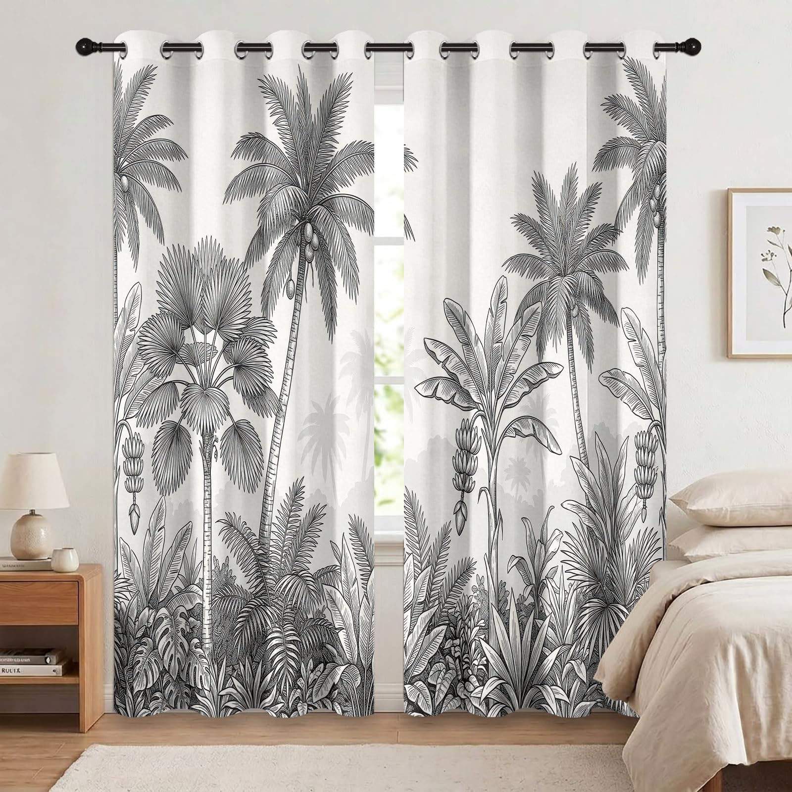 Zasłony termiczne z liści białego lasu, 2 panele szer. 117 cm x dł. 229 cm