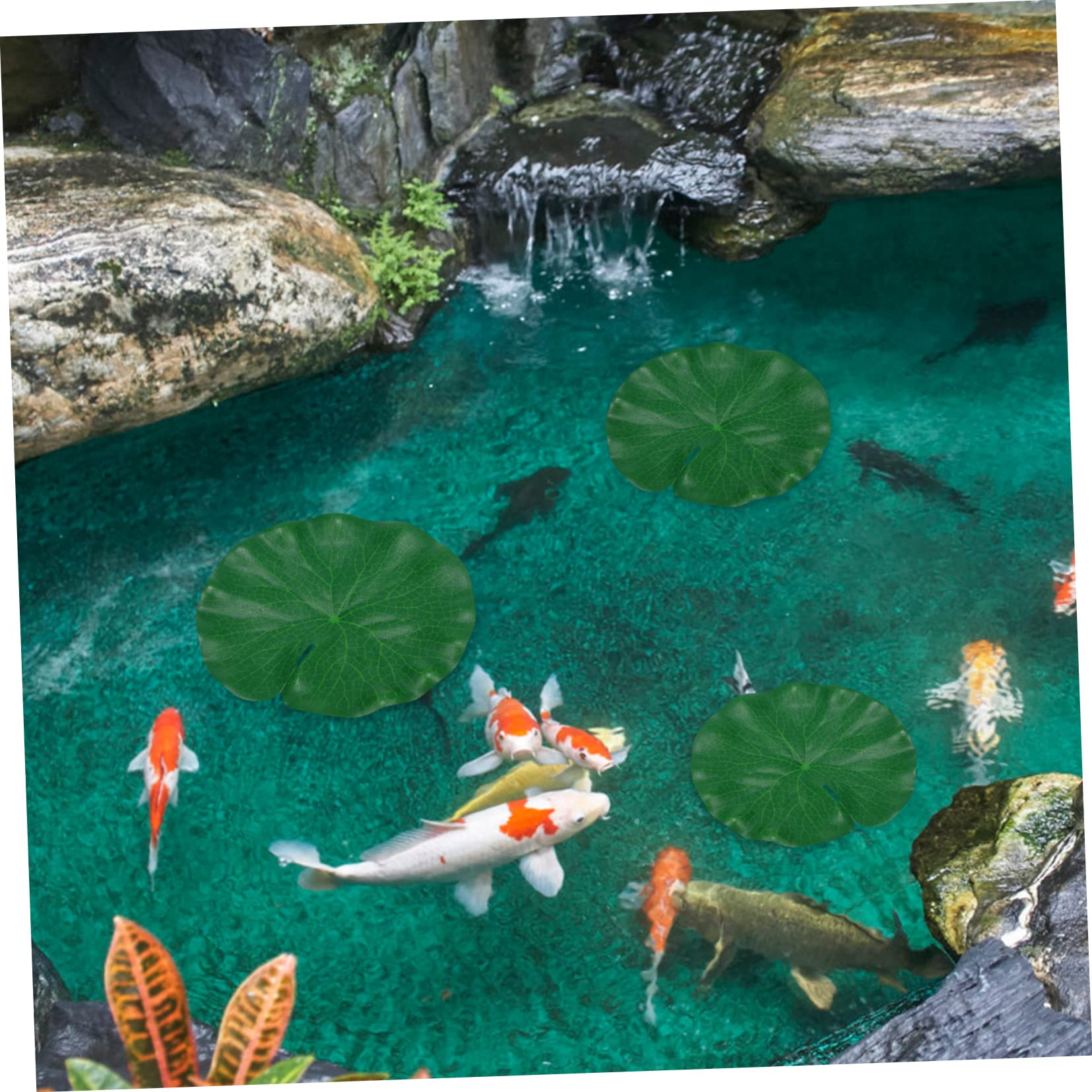 Mobestech 5 Set Foglie Artificiali Finte Simulate Per Acquario Decorazione Galleggiante Per Piscina Laghetto Giardino Acquatico Piante Realistiche Per Acquario 16 pezzi * 5