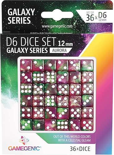Miniatura 2 de Serie Galaxy - Aurora - D6 Juego de dados 0.472 in (36 piezas)