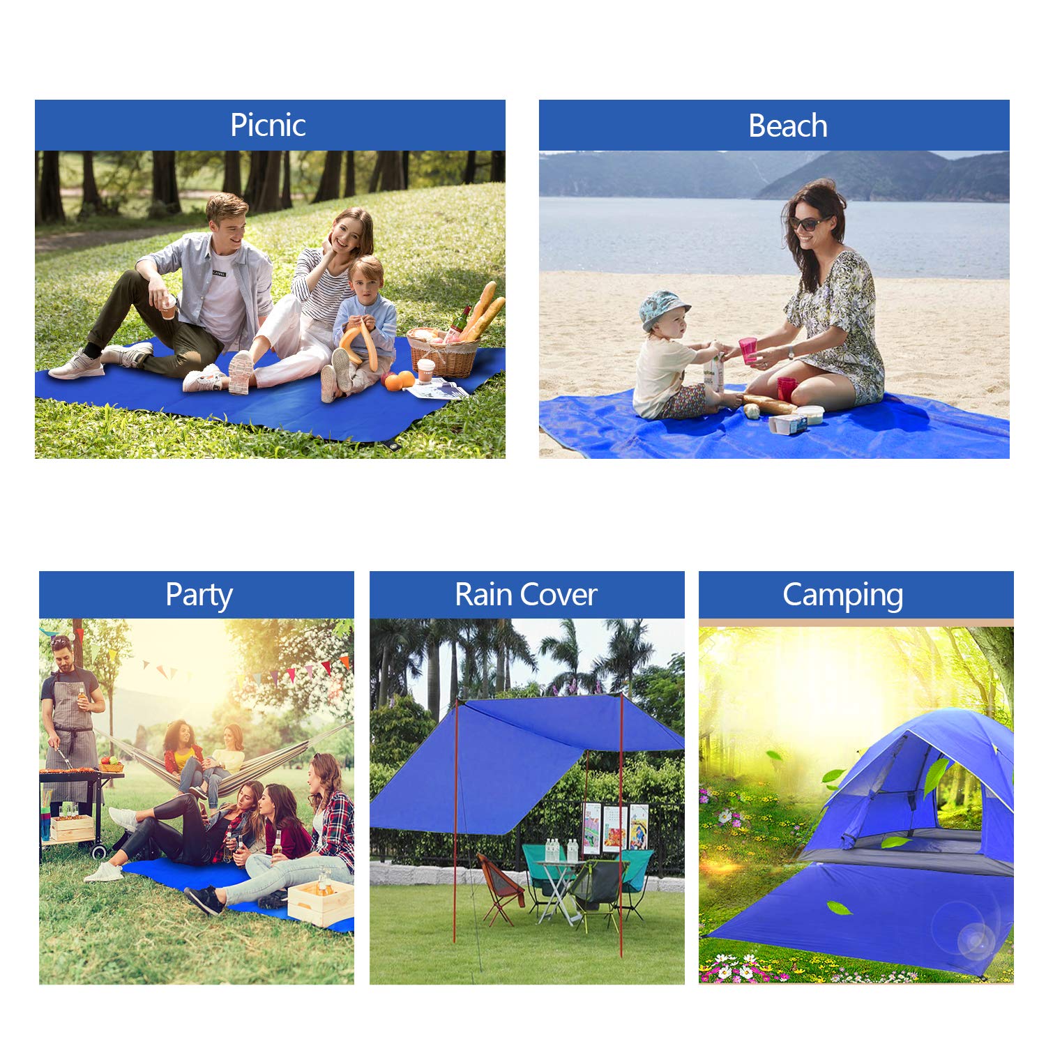 MIULEE Coperta da Spiaggia Coperta Impermeabile Tappeto Picnic