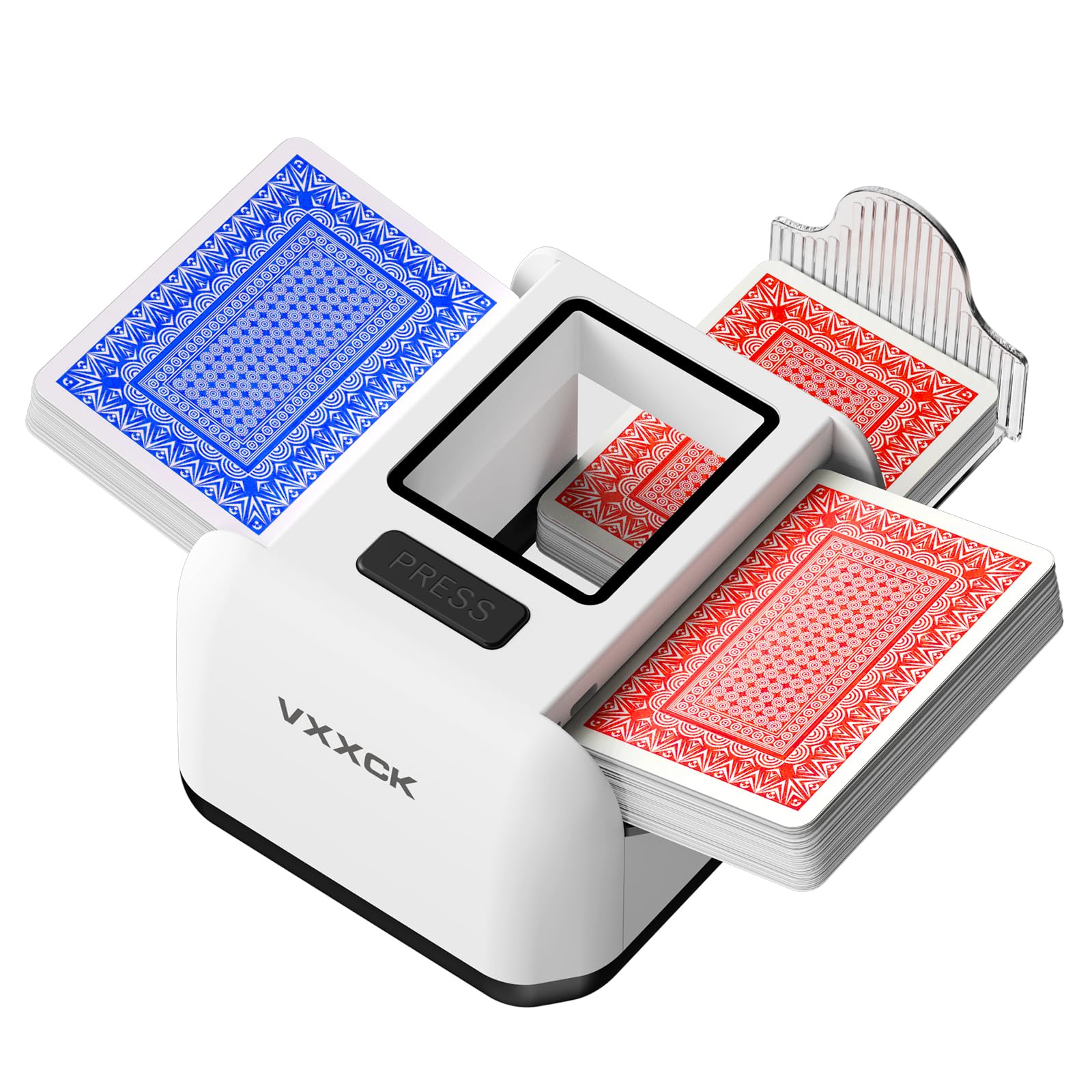 Automatic Card Shuffler for 1-2 Decks Dual Motor Not Stuck Card Automatic Sensing Function Rechargeable Card Shuffler Low Noise Card Shuffler for Poker Uno,Bridge,Spades,Card Games