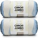 Caron CAR Jumbo Ombre Faded Jeans Yarn - 2 Pack of 340g/12 oz - 100% Acrylic - #4 Worsted (Medium) - 595 Yards - Knitting/Crochet