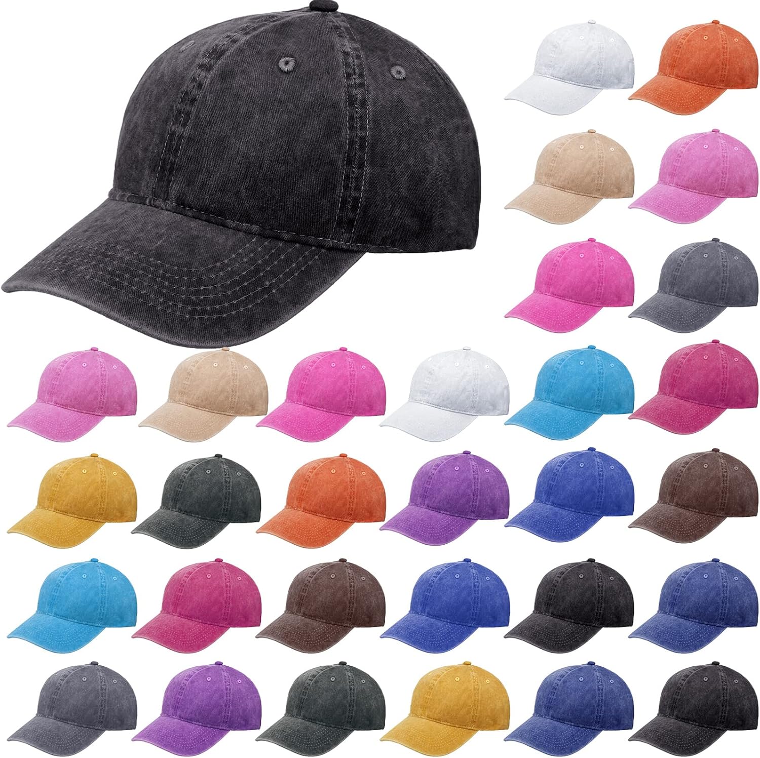 Handepo 30 Pcs Unisex Vintage Washed Distressed Baseball