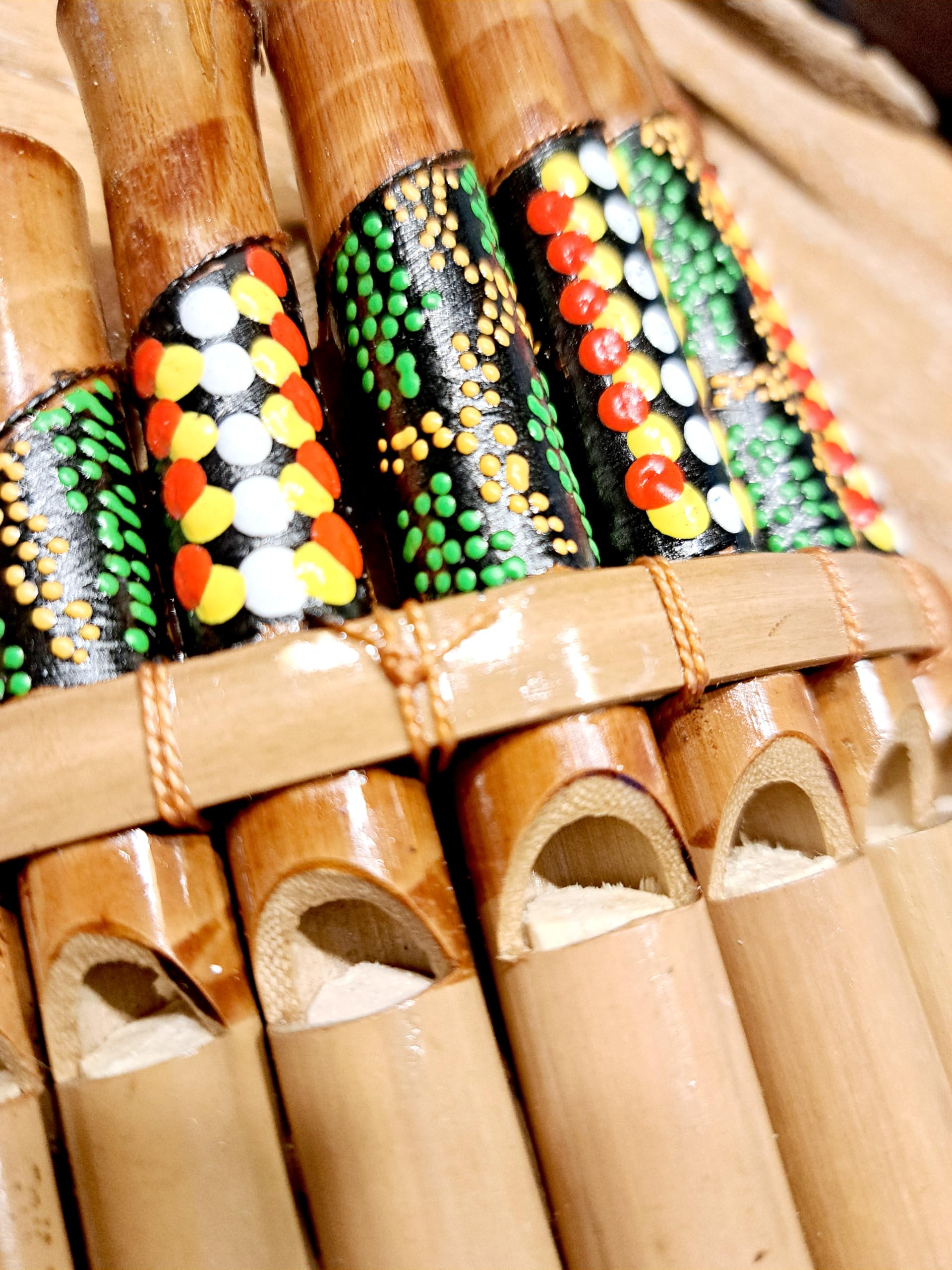 Flûte de pan en bambou Instrument de musique bois Artisanale 7 tubes