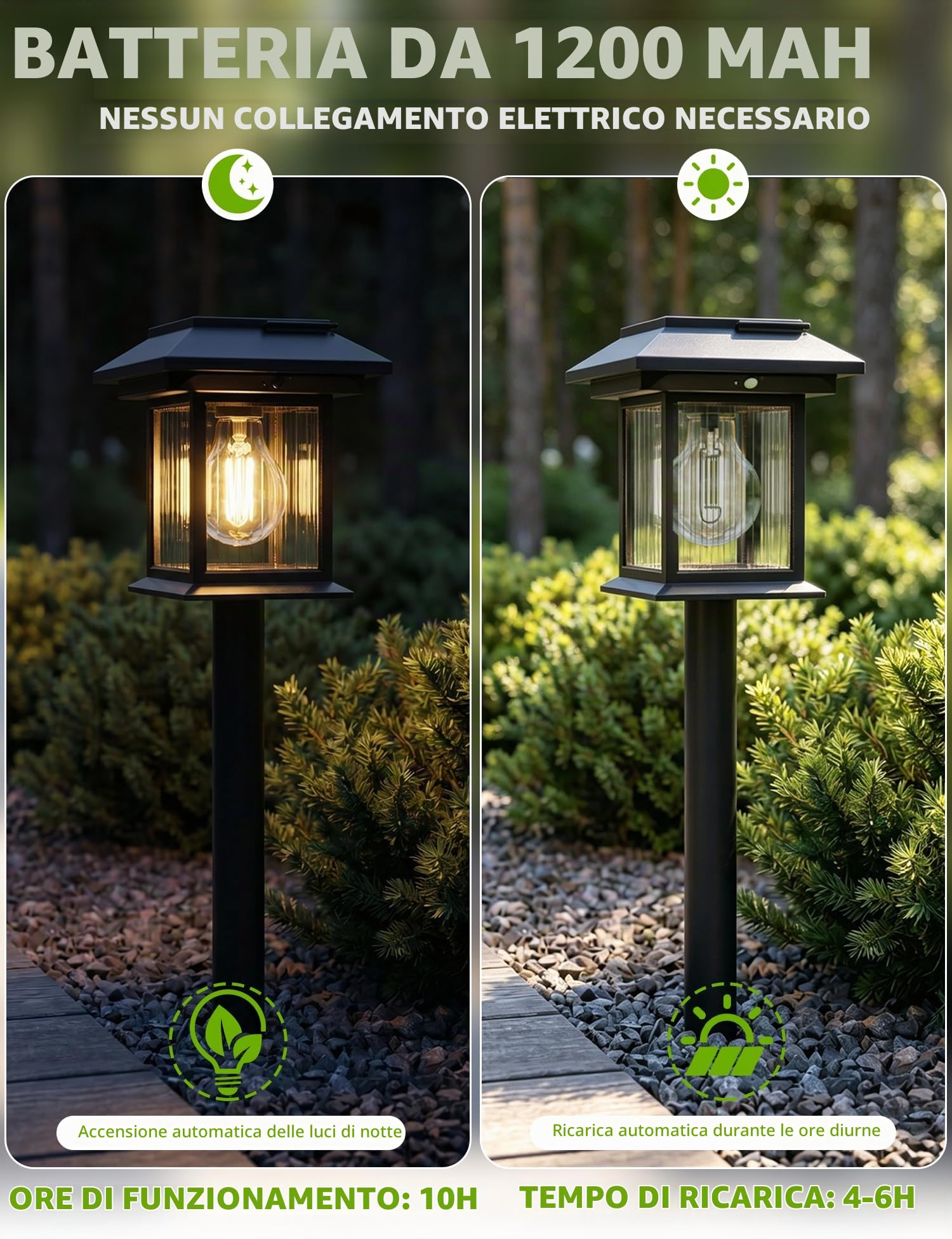 ACMHNC Lampade Solari da Esterno 4 Pezzi,Sensore di Movimento, Ricarica USB | IP65 Luci Solare da Giardino Esterno, 1200mAh, 3000K, 3 Modalità, Terra/Parete/Sospesa