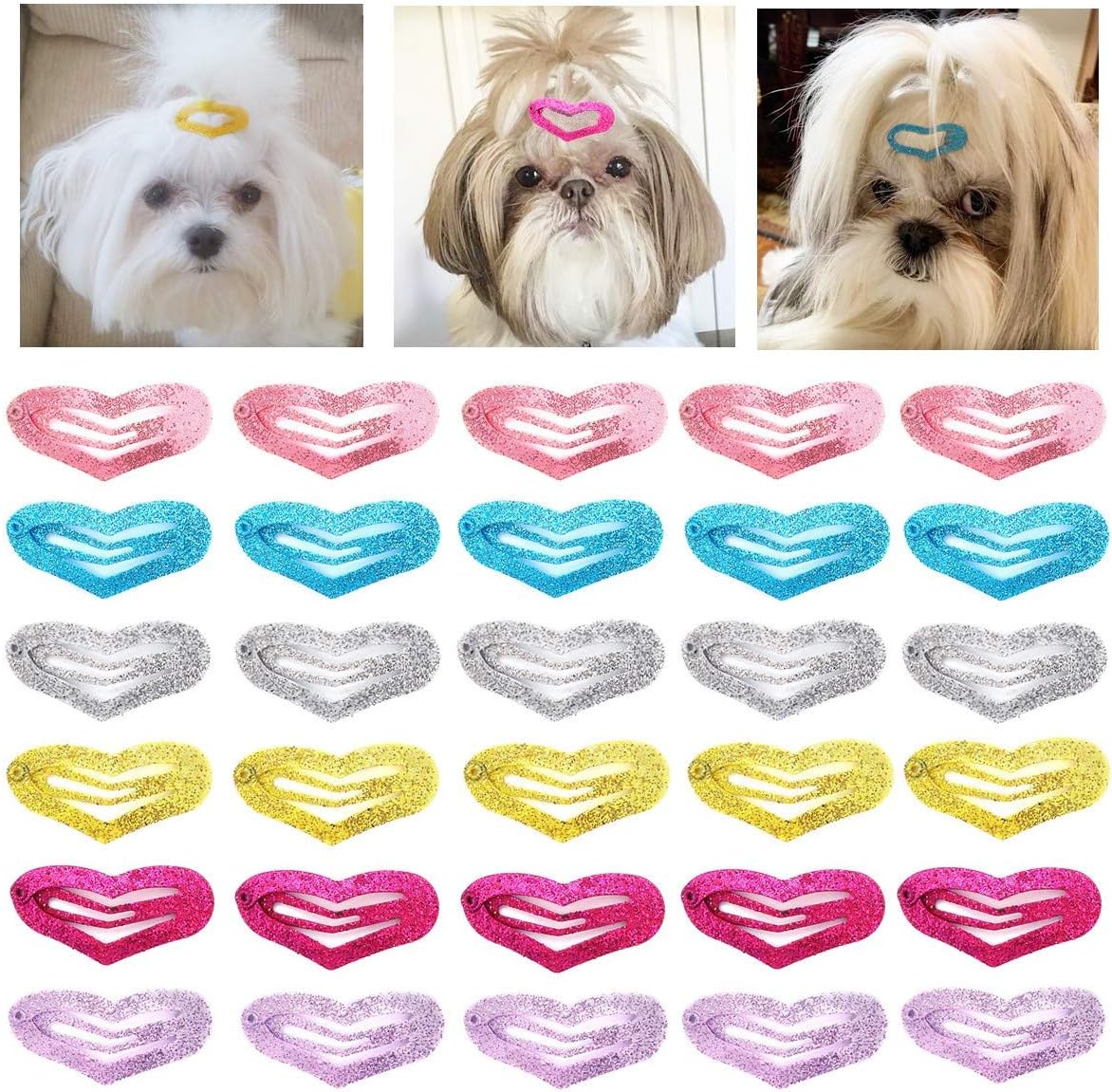 30 Pcs Puppy Cat Dog Hair Clips 1.6" Pet Hair Barrettes Hair Pins Multicolor Dog Topknot Bows Dog Grooming Bows Pet Supplies Dog Bows…