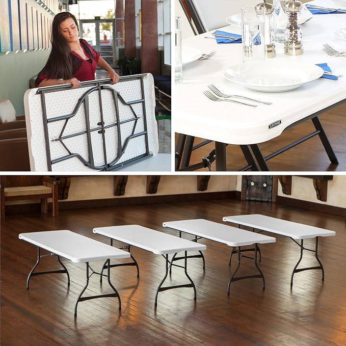 Lifetime 80306 Commercial Stackable Folding Table, 6', White