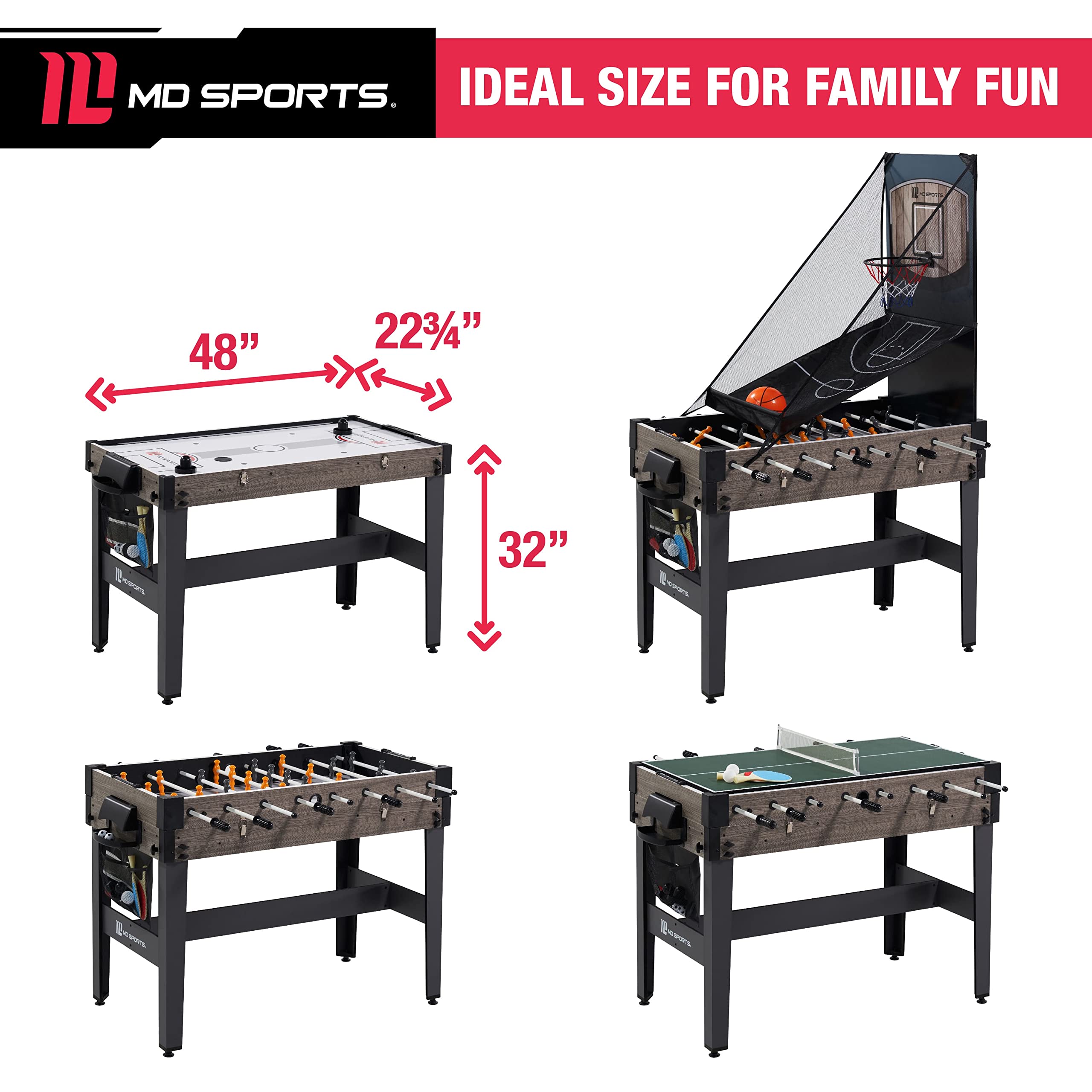 4in1 Combo Game Table 48, AirPowered Hockey, Foosball