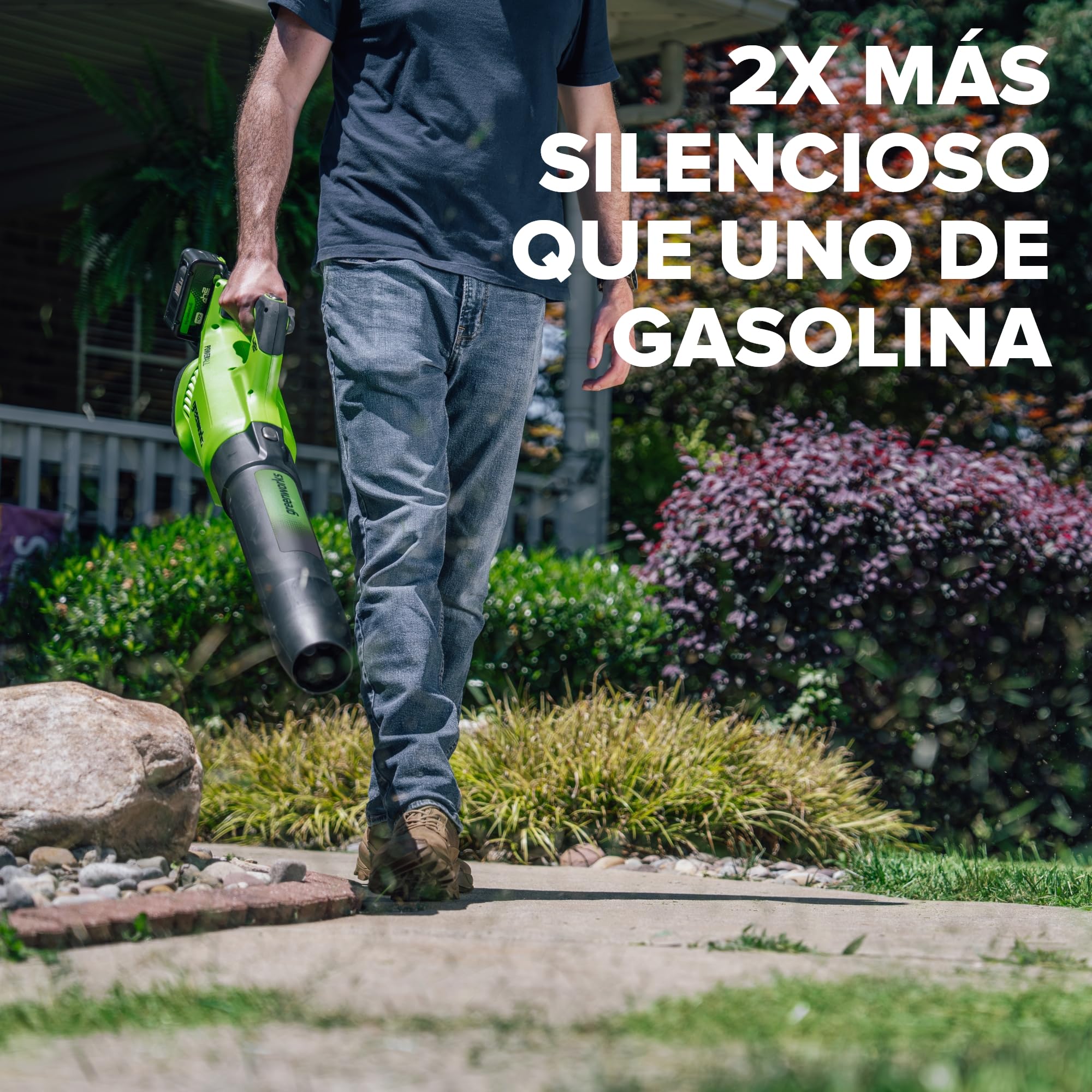 Greenworks 48V(24V x 2) Soplador de Hojas a Batería Axial, con Motor sin Escobillas, Función Turbo, 217 km/h, 16,4 m³/min SIN Dos de Las Baterías de y Cargador, Garantía de 3 Años BL48L00-01