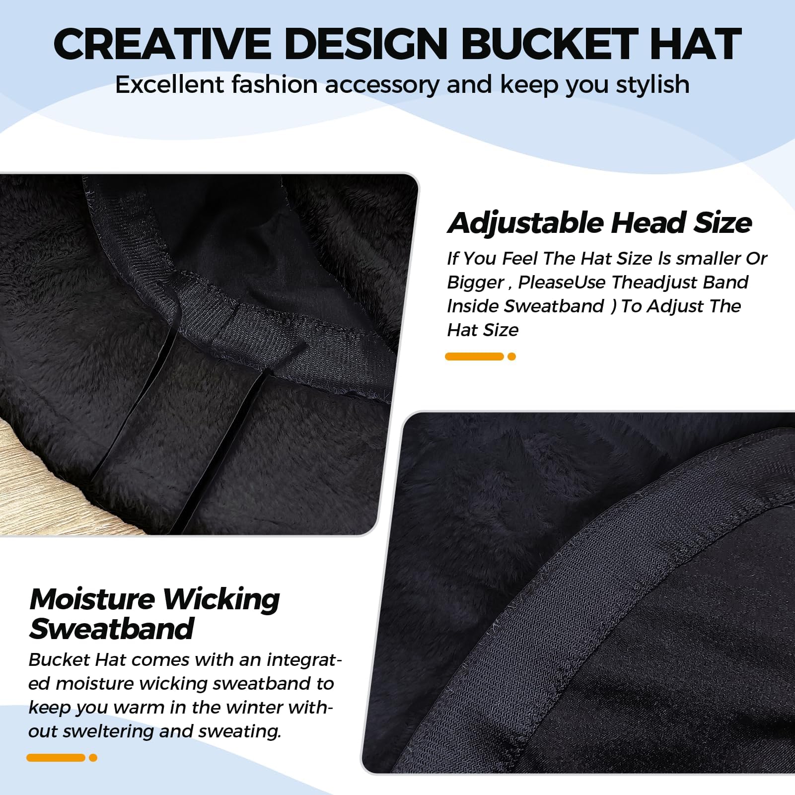 BFONS Faux Fur Winter Bucket Hat for Women Men Fuzzy Warm Hat Women's Furry Fisherman Cap for Casual, Trips, Sports, Skiing