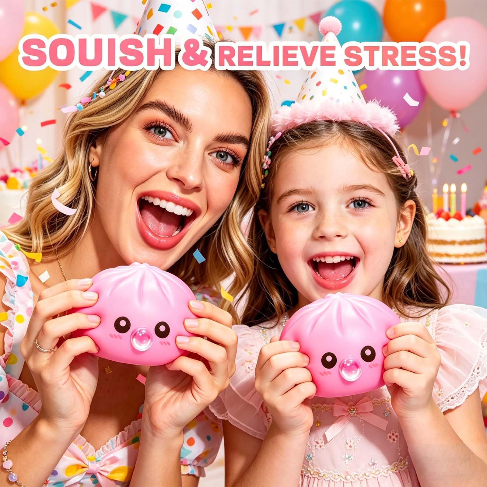 12 Pezzi Squishy Ravioli Glitter, Giocattolo Antistress Morbido a Forma di Raviolo Bao con Contenitore per Cottura a Vapore in Plastica, Giochi Sensoriali da Spremere per Bambini, Adulti (#A)