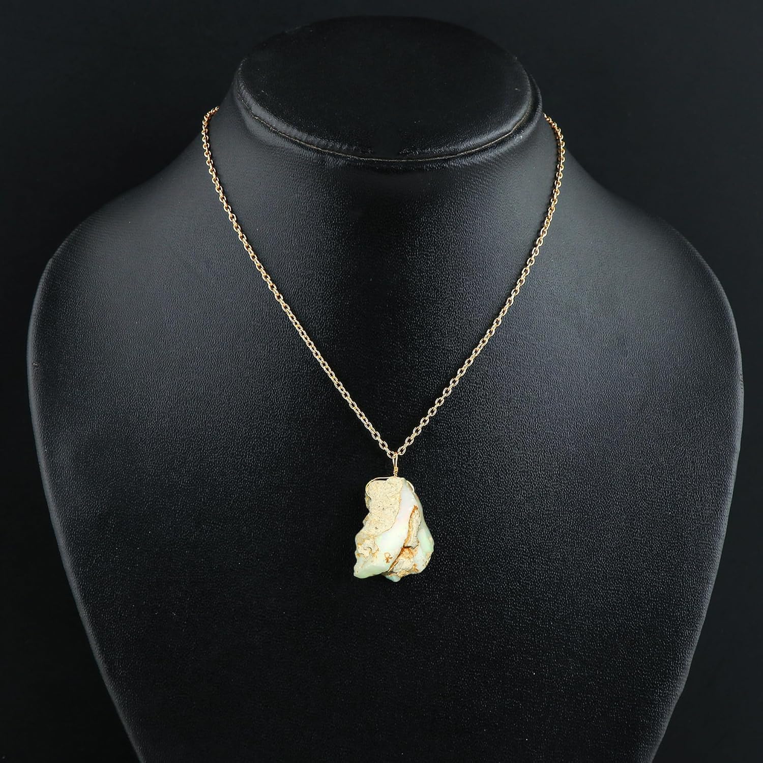 Raw Gemstone Pendant Necklace for Women |Natural Healing Crystal Rough Pendant 15–25 Carat | 8–14 mm Stone |Gold Plated Chain 16+2 Inch Adjustable | Gift Jewelry - Image 4