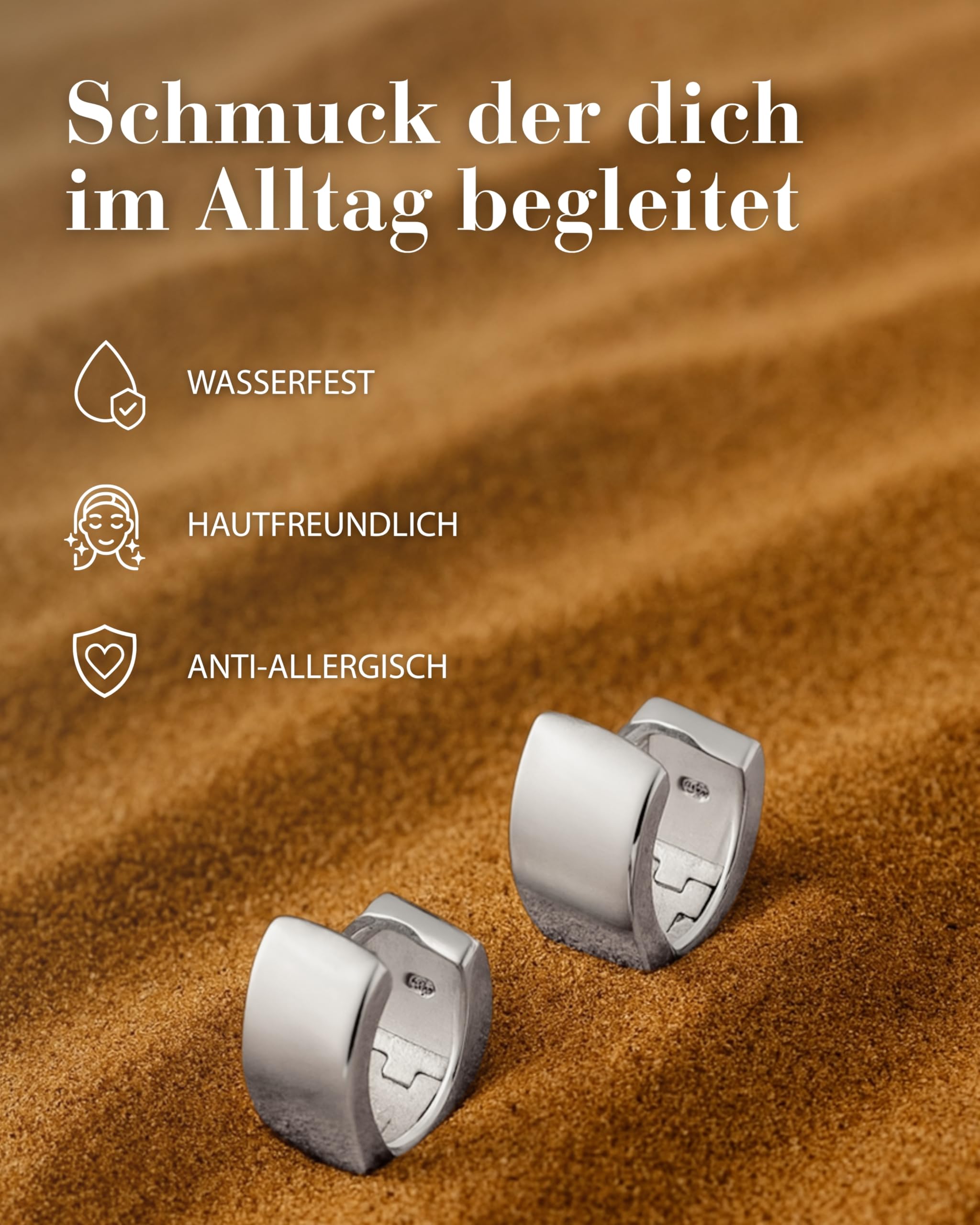 Vinani Klapp-Creolen V-Form breit glänzend Sterling Silber 925 Ohrringe CJA