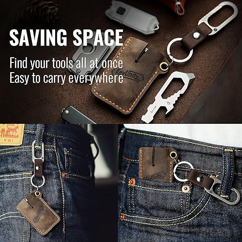 Miniatura 3 de KeyUnity KA03 EDC Funda de cuero y KA01 Titanium Paracord Beads Bundle