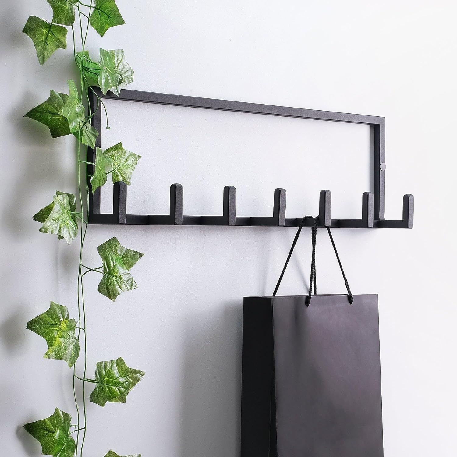 DEKADRON Metal Coat Rack Wall Mounted – Multi-Hook Hanging Rack for Coats, Bags & Hats – Easy Install, Rust-Resistant, Indoor & Outdoor Use (7 Hook (Small Size): 60cm(W) x 20cm(H) x 8cm(D))