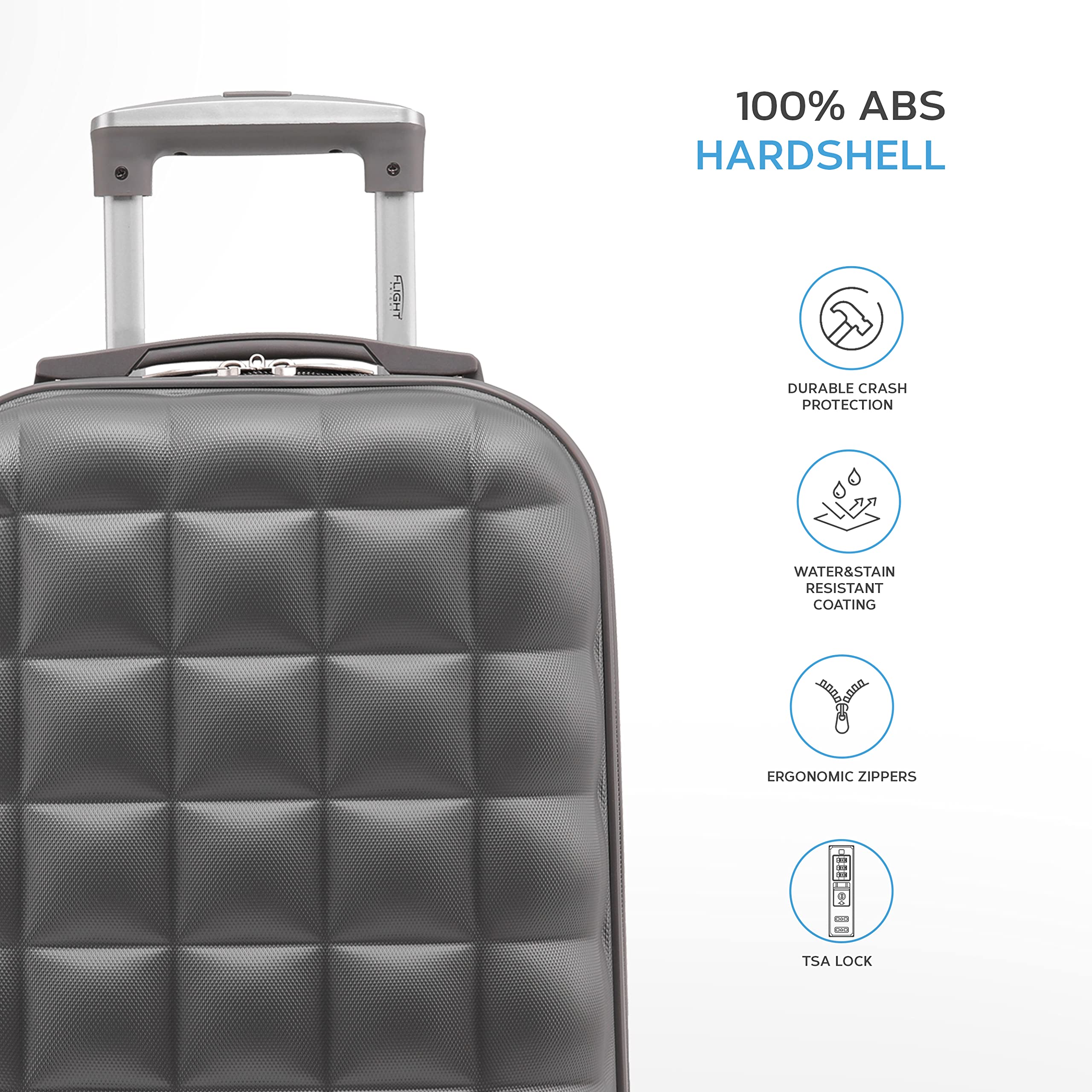 Flight Knight Set of 2 Bubble Suitcase - Lightweight Super Strong Carry On Luggage - Ryanair easyJet Jet2 Approved - 8 Wheel Carry Cabin Hardcase 55x35x20cm