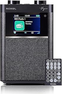 Roxel Vogue DAB Radio & FM Radio and Wireless Speaker with Dual Alarm & Snooze Function, Rechargeable Portable DAB Radio, Mains & Battery (Black)