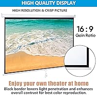 Vista 4 de SUPER DEAL 80'' 16:9 HD Projection Screen Foldable Anti-Crease Portable Projector Movie Screen Manual Pull Down for Home Theater Presentation