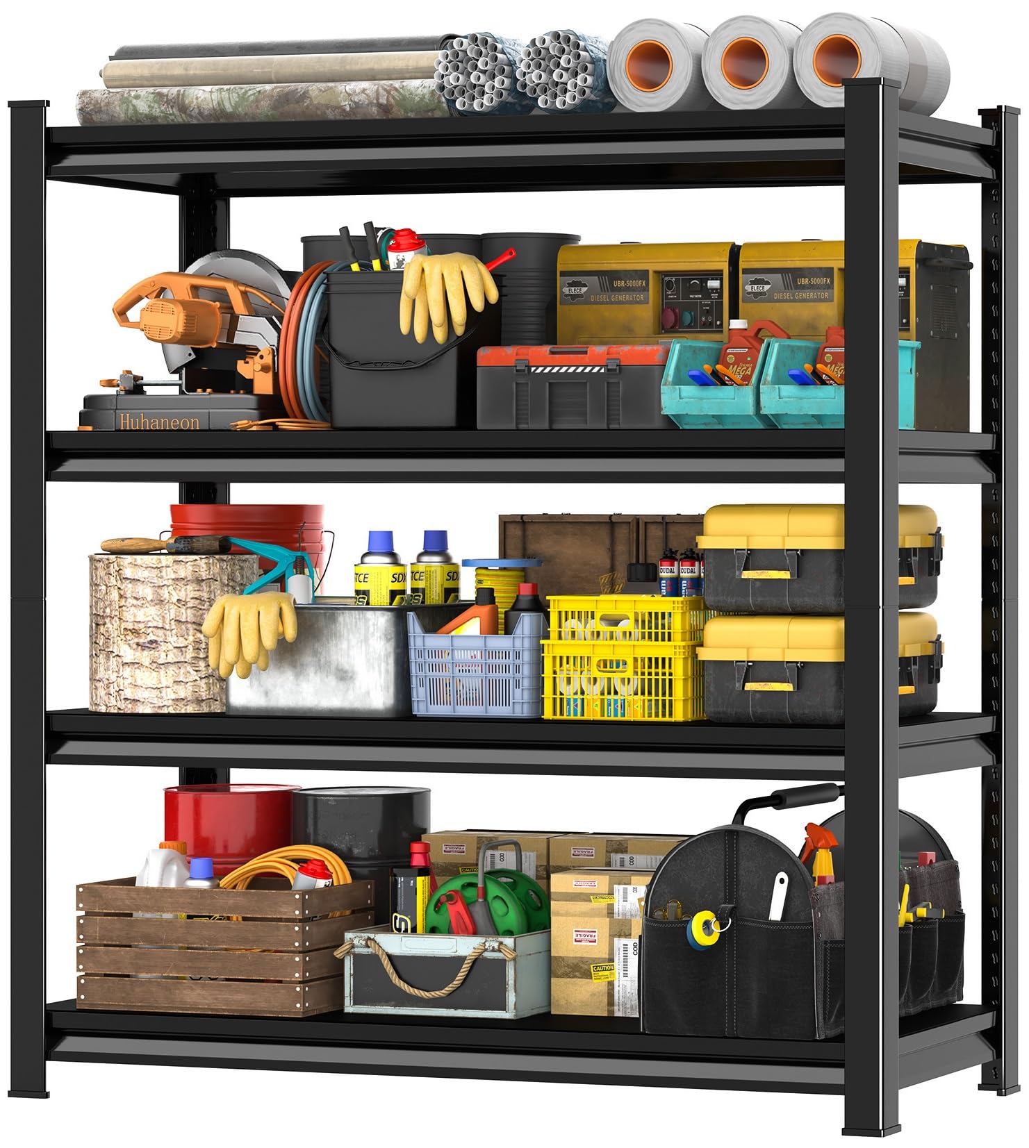 Huhaneon Heavy Duty Garage Shelves Metal - 48''W 2,200 Lbs Steel Adjustable Storage Industrial Utility Shelving Rack Units 47.3" W x 15.7" D x 63" H 4