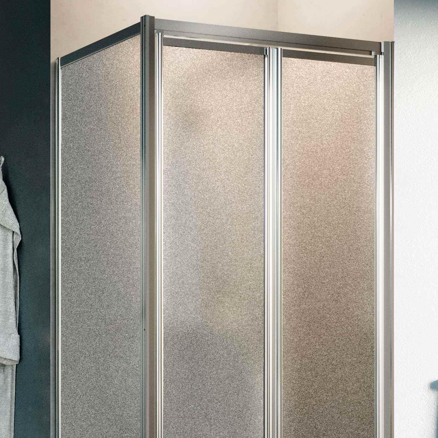 Idralite Cabina de Ducha en ángulo 75x75CM H198 Cristal Opaco Fijo+Saloon 2 Puertas Batientes 75 Mod. West