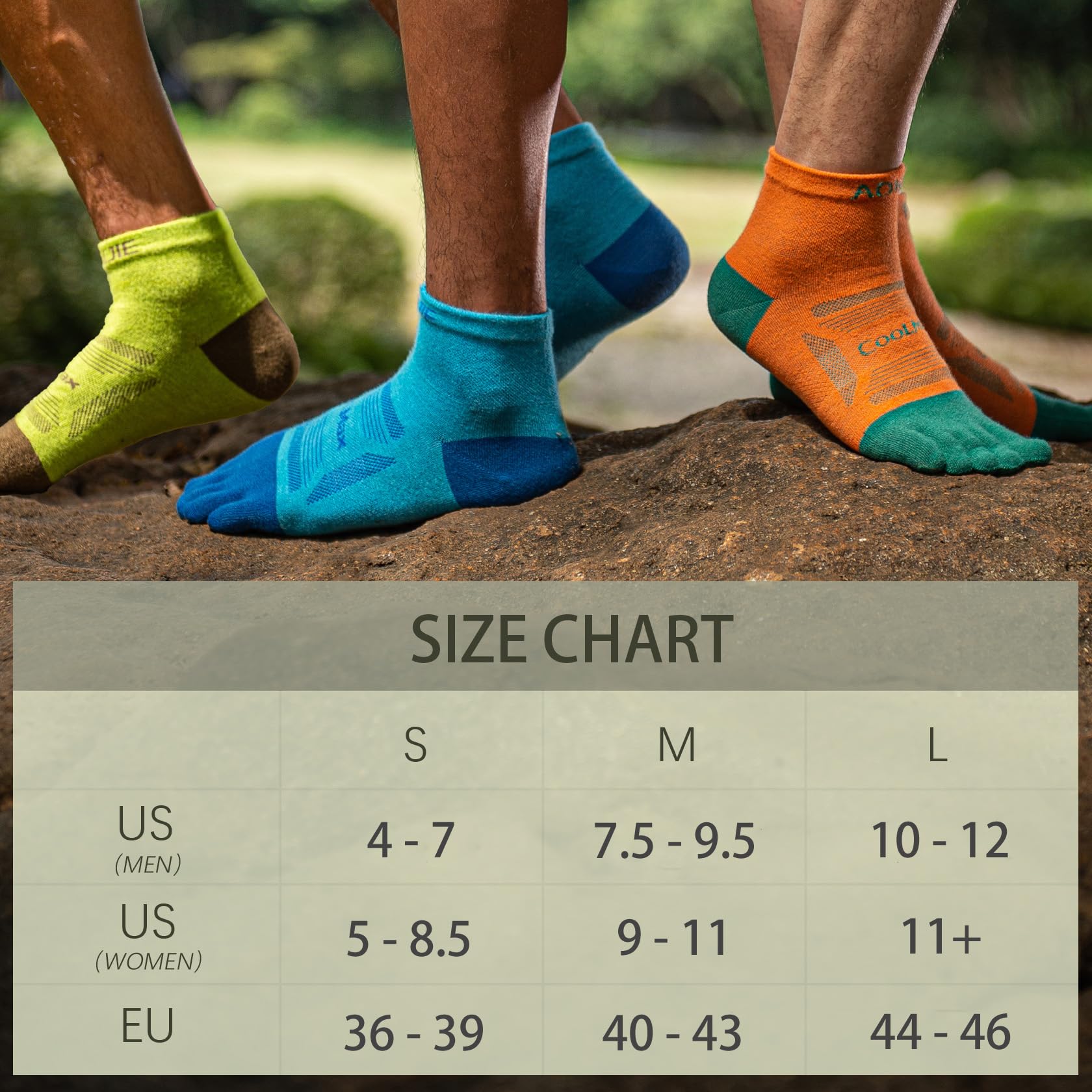 AONIJIE Toe Socks for Men and Women Athletic Hiking Coolmax Socks with toes - Soft Comfortable and Moisture Wicking
