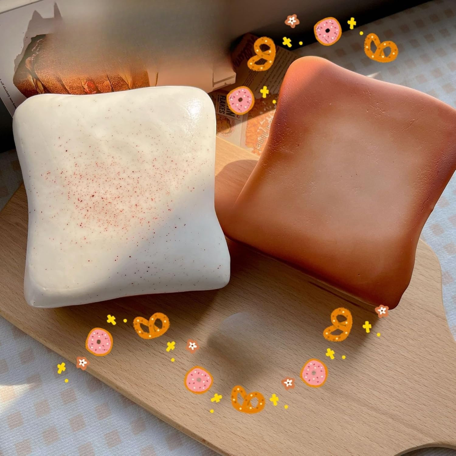 2 Pack Sticky Bread Slow Rising Squishy | 4.3inch Toast Shaped Slow Rise Squishies for Adult Stress Relief & Focus Adult Novelty Gift (Milk)