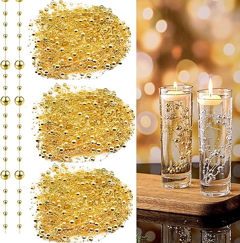 24 guirnaldas de perlas para velas flotantes, cuentas artificiales de perlas de imitación para decoración de bodas, mesas de comedor, fiestas,