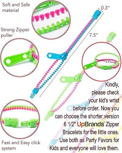 Miniatura 9 de UpBrands 120 pulseras de amistad con cremallera de 7.5 pulgadas, regalos de Pascua para niños, juguetes silenciosos para aliviar el estrés, kit para