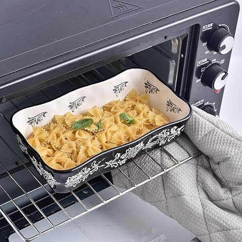 Miniatura 4 de Wisenvoy Plato para hornear, cacerola, cacerola de cerámica, juego de 2 piezas de utensilios para hornear, platos para hornear, juego de platos para