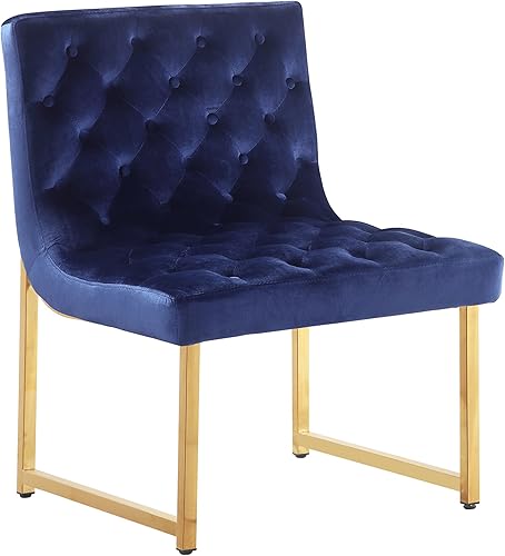Miniatura 10 de Iconic Home Moriah - Silla decorativa elegante y elegante de terciopelo copetudo, cojín de felpa con acabado de latón, marco de metal pulido,