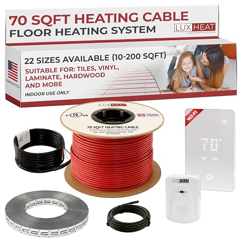 LuxHeat 70sqft Floor Heating Cable Kit with UWG5 WiFi Thermostat