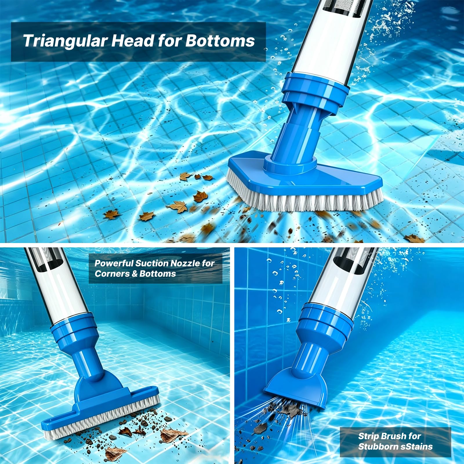 Pool Hoover Aspiradora eléctrica recargable para piscina con mango ajustable, aspiradora de mano inalámbrica para spa, jacuzzi, piscinas