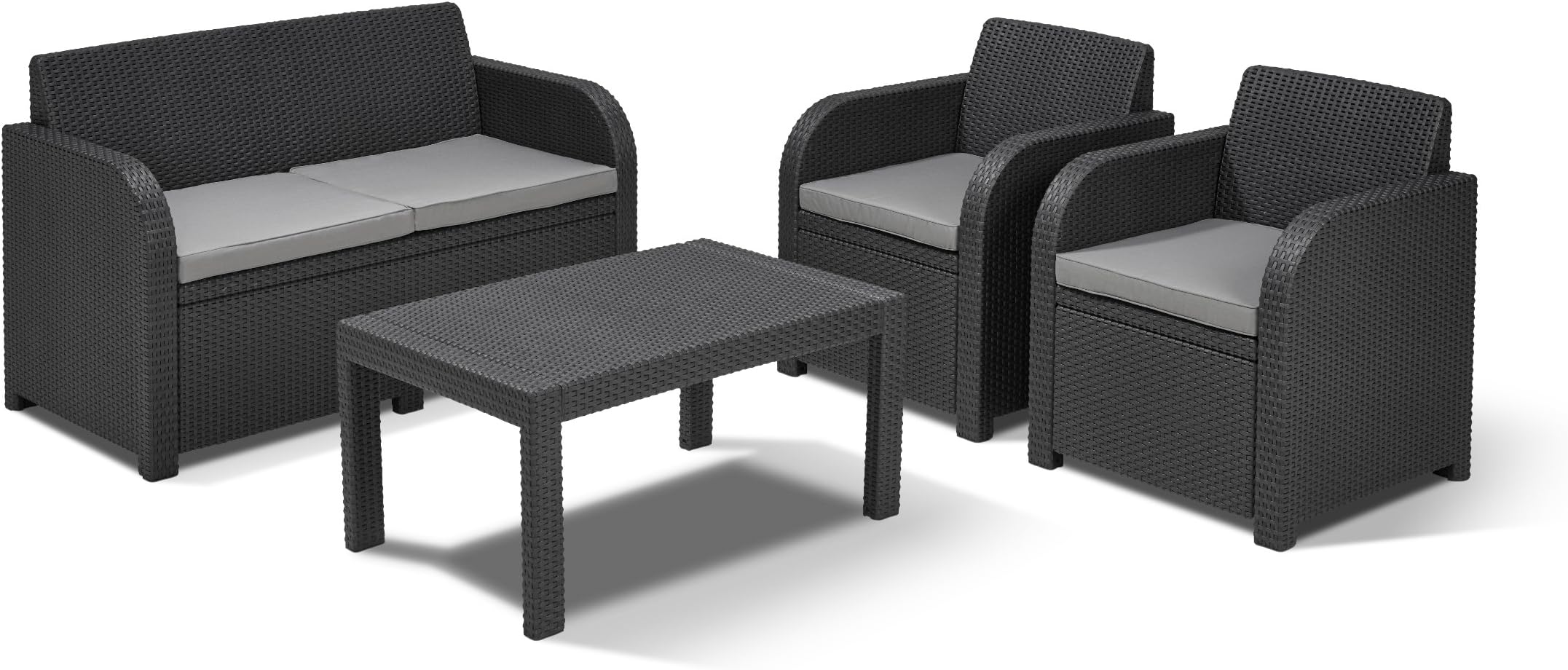 Keter Allibert 213746 Carolina Lounge Set with Grey Cushions - Grey