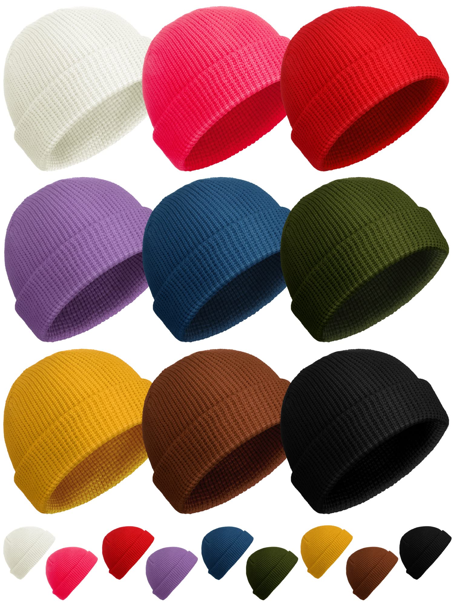 SATINIORSATINIOR Winter Short Fisherman Beanie Hat Trawler Beanie Watch Hat Edge Skullcap for Men