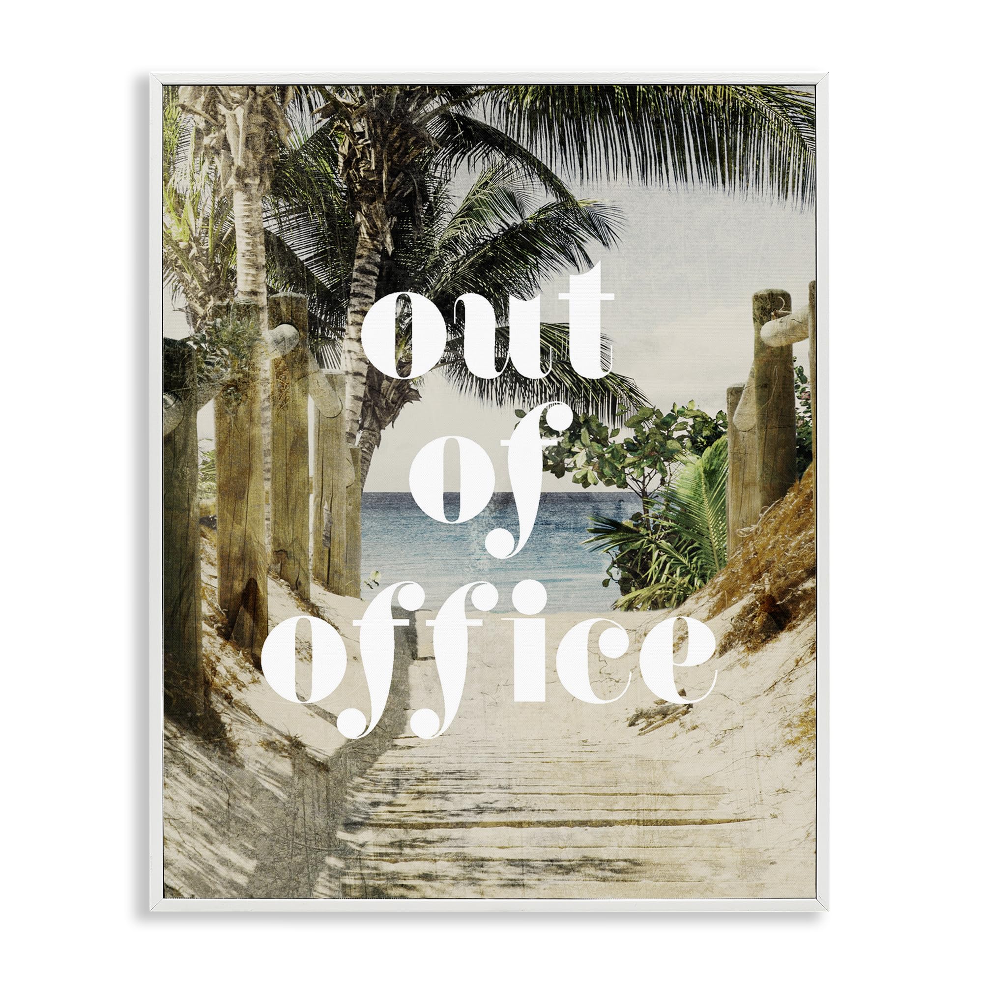 Poster encadré Out of Office décoration murale plage cadre noir 35x27 cm