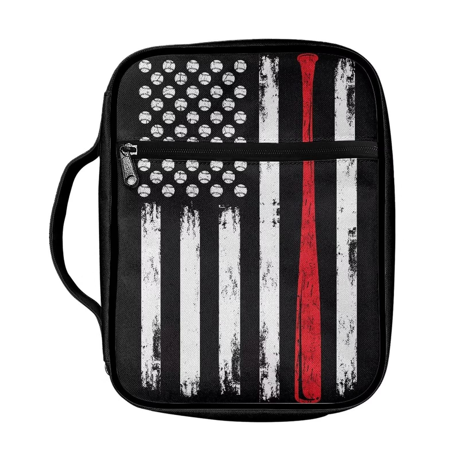 Suobstales Baseball American Flag Bible Covers for Women Men Bible Case Bible Bag Tote Book Carrying Case Bible Accessories with Handle and Zippered