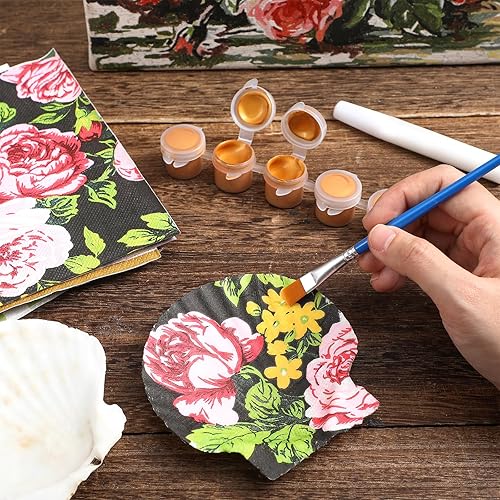 Miniatura 6 de Halloscume Juego de 12 conchas de vieira para manualidades de 4 a 5 pulgadas, conchas grandes naturales blancas con 24 servilletas de papel