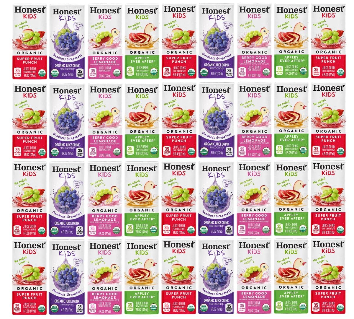 Honest Kid Assorted Organic Juice Drink Variety Pack, 6 Fl Oz, (Pack of 38)