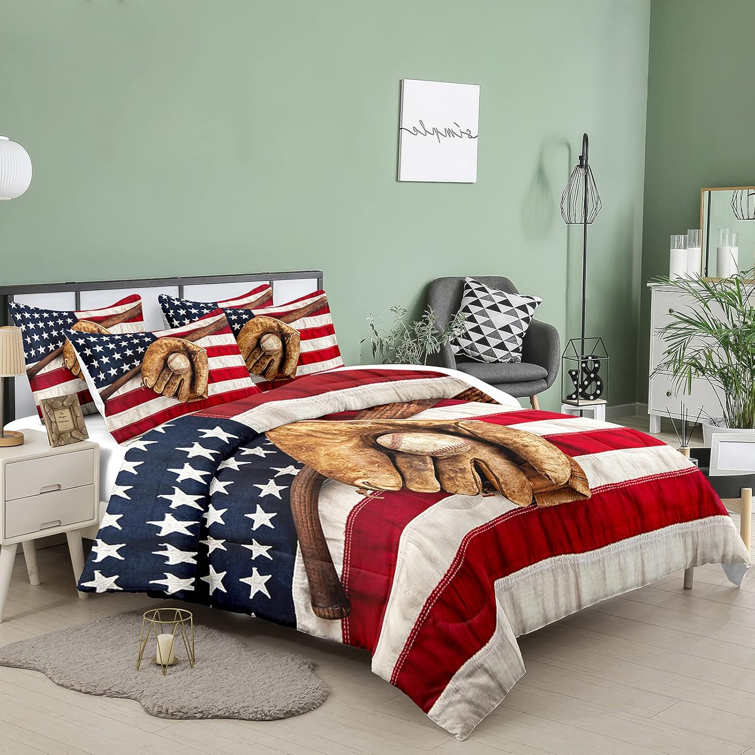 Bodhi Sports Comforter Set Full Size,Baseball Bedding Set Full for Kids