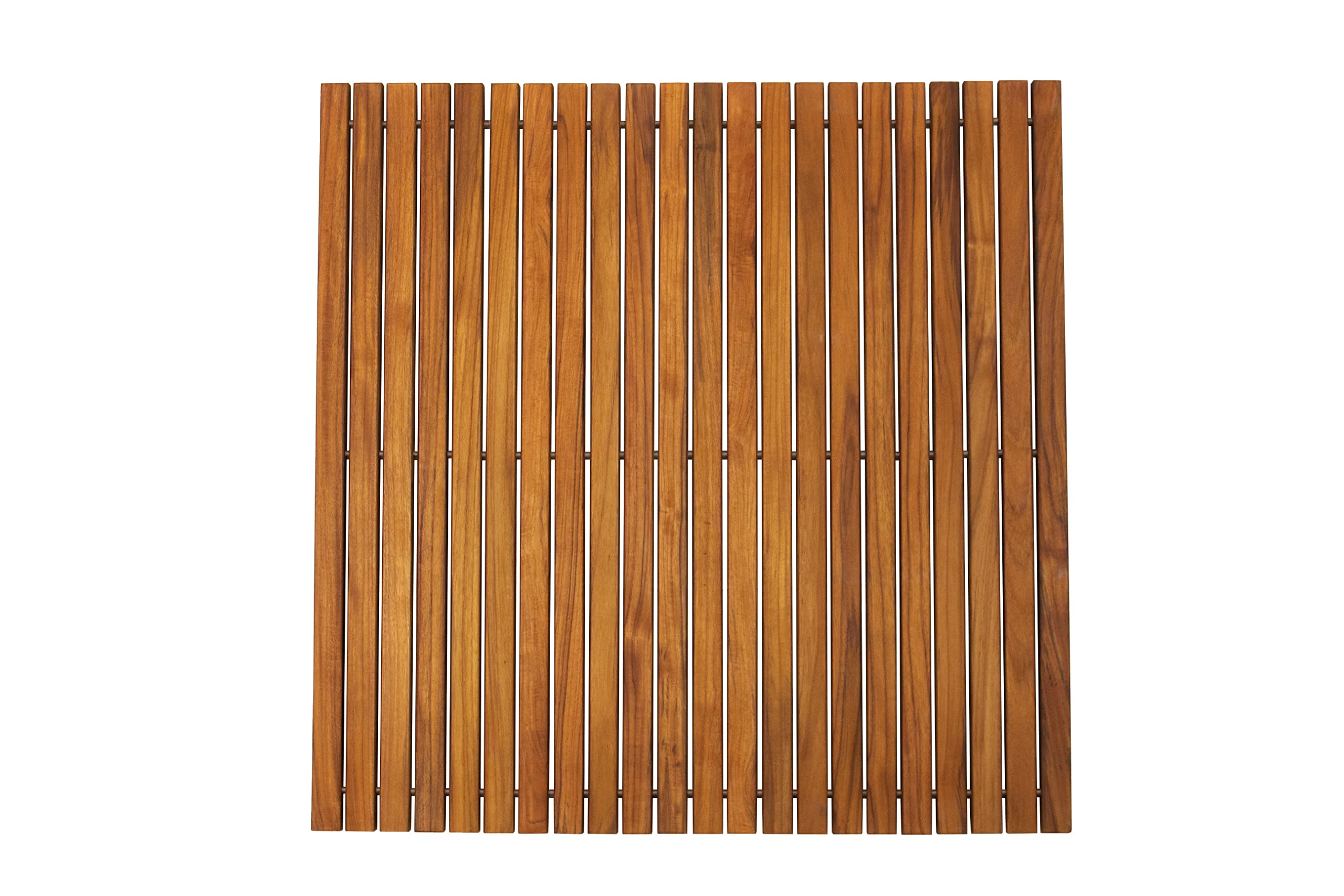 Nordic Style Teak Shower and Bath String Mat - Indoor and Outdoor Use - Non-Slip Wooden Platform for Sauna, Pool, Hot Tub Flooring Decor and Protector (30" x 30", Oiled Finish)